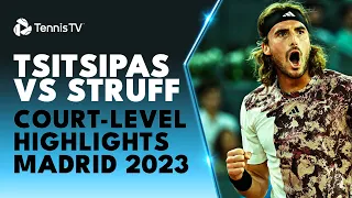 Stefanos Tsitsipas vs Jan-Lennard Struff Court-Level Highlights | Madrid 2023