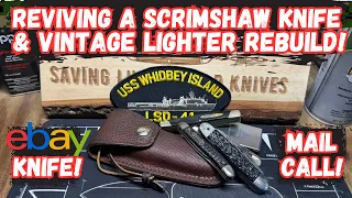 Reviving a Vintage Schrade Scrimshaw Knife and Vintage USA Lighter!
