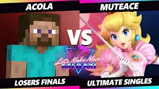 Let's Make Moves Miami Losers Finals - MuteAce (Peach) Vs. acola (Steve) SSBU Ultimate Tournament