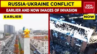 Bombardments Ravage Ukrainian Cities Take A Look At Earlier And Now Images Of Ukraine Cities