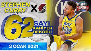 STEPHEN CURRY | 62 SAYI KARİYER REKORU | Warriors X Trail Blazers (3 Ocak 2021)