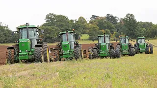 Classic John Deeres (x5) ploughing with 37 furrows | 4055, 4255, 4455, 4755, 4955 | From Project 55