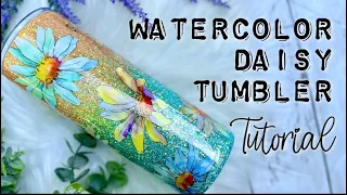 WATERCOLOR DAISY TUMBLER TUTORIAL