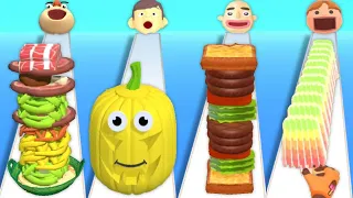 NOODLE RUN vs JUICE RUN vs SANDWICH RUNNER vs PANCAKE RUN - Quadruple Game