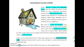 Exam Question: Occupier's Liability in tort