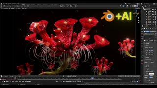 AI generated Alien flower 3d modelling and texturing in blender tutorial