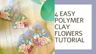 How To Make Polymer Clay 3D Flowers | Easy No Mold Beginner Floral Earrings Tutorial