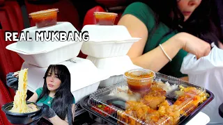 Real Mukbang, AMAZING Fired Chicken, Japanese Ramen, Crispy Sides, Sweet & Spicy Shrimp (No Talking)