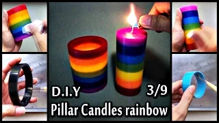 D.I.Y Pillar Candles rainbow 3/9