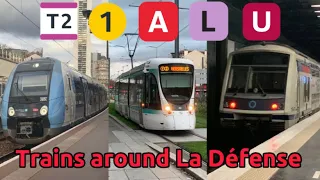 Trains at La Défense, Courbevoie and Puteaux