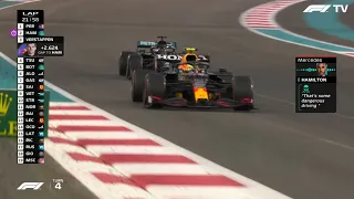 Lewis Hamilton and Verstappen's live reactions to Sergio Perez´ race deciding defense in Abu Dhabi