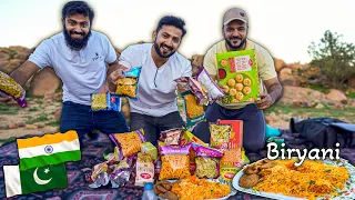 Pakistanis Trying Indian Biryani COOKED IN INDIA 😋 and Indian Snacks | Unboxing Fariday ep3