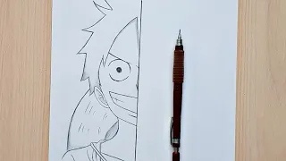 How to draw Luffy | One Piece | Luffy half face step by step : easy tutorial