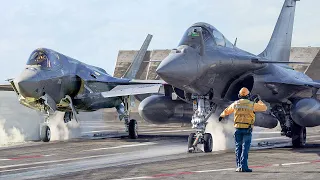 Exploitation d'avions de chasse français Rafale de 200 millions de dollars sur un porte-avions US