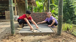 The orphan boy and his grandmother swept cement and made water tanks for daily drinking