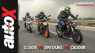 Honda CB300R vs BMW G 310 R vs KTM 390 Duke | Comparison | autoX