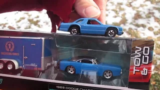 Maisto Diecast Tow & Go Unboxing & Review of a Toy Car and Trailer - Blue 1969 Dodge Charger R/T