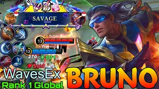 Perfect SAVAGE! Bruno 11,110+ Hero Power! - Top 1 Global Bruno by WavesEx - Mobile Legends