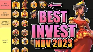 Legendary Investment Tier List [F2P & Low Spend -- Open Field] Rise of Kingdoms November 2023