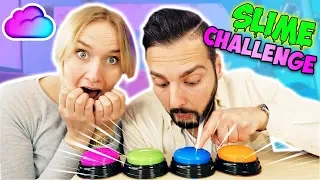 DRÜCK NICHT DEN FALSCHEN KNOPF SCHLEIM CHALLENGE 2 Nina VS Kaan - Don't push the wrong button Slime