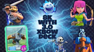 8000 TROPHIES WITH WITH 3.0 XBOW CYCLE DECK | SEASON END PUSH | CLASH ROYALE