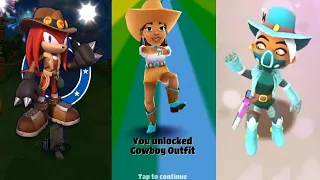 SONIC DASH TREASURE HUNTER KNUCKLES VS Om Nom Run VS Subway Surfers Houston 2019 Alba Cowboy Outfit