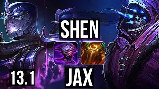 SHEN vs JAX (TOP) | 8/1/10, 1300+ games, Rank 10 Shen, 900K mastery, Dominating | KR Master | 13.1