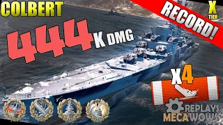 DAMAGE RECORD! Colbert 444k Damage & 4 Kills | World of Warships Gameplay 4k