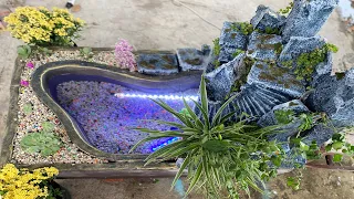 Cement Craft Ideas - Simple way to have a beautiful waterfall fish tank at home