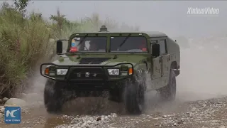Chinese army truck convoy conducts maneuver exercise
