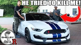 WE ALMOST CRASHED HIS MUSTANG GT350R INTO A TRUCK!!