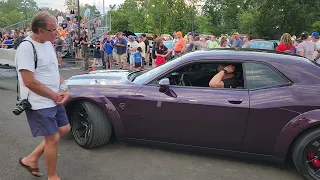 Hellcat shreds tire doing burnout