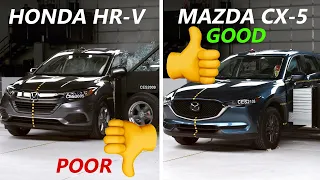 Small SUVs IIHS tougher side test - Mazda CX-5 earns a good , HR-V & Eclipse Cross, Poor ratings.