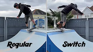 Learning 5 Basic Mini Ramp Tricks Switch On A Skateboard (Mirror Image Special)
