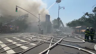 FDNY investigating Williamsburg fire that destroyed nine stores, injured 10 FDNY members