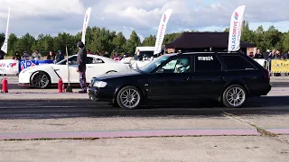 Audi S6 C4 Avant 2.2TQ vs Nissan GT-R R35 1/4 mile drag race