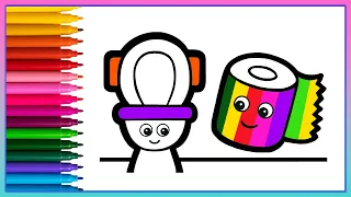 Drawing And Coloring A Toilet With Toilet Paper ❤️🧻| Easy Drawing for kids & Toddlers