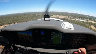 TECNAM P2010 TDI LDG AT YBDG AND CIRCLE OVERHEAD ON DEPARTURE TO YMEN