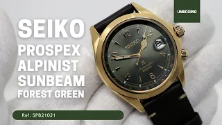 Unboxing 2021 Seiko Prospex Alpinist Sunbeam Forest Green Gold-Tone SPB210J1