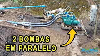 Montamos 2 bombas em paralelo para irrigação de lavoura