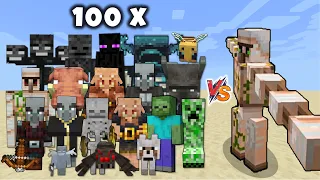 Spinning Iron Golem vs Every Minecraft Mob x100 - Iron Golem Upgrade (Rexy's expansion) vs All Mobs