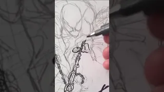 SPIDER-MAN sketch process on a signed Stan Lee variant