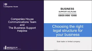 Webinar: Choosing the right legal structure for your business