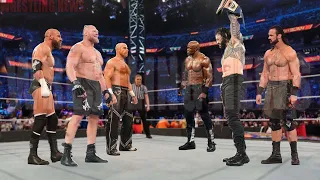 Brock Lesnar Shawn Michaels HHH vs Roman Reigns Bobby Lashley Drew Mcintyre Match