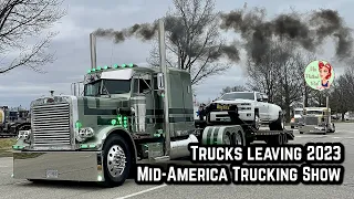 Trucks Leaving the 2023 Mid-America Trucking Show