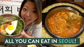 ALL YOU CAN EAT Korean Rice Cake, Ramen & Bibimbap Buffet in Seoul 🤤