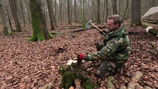 24h Solo-Bushcraft, Hängematte & Tarp bei 1°Celsius in der Nacht