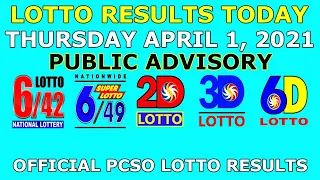 [OLD] 9pm Lotto Result April 1 2021 (Thursday) PCSO Today PUBLIC ADVISORY