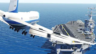 Boeing VC-25 (747)  Emergency Landing On Aircraft Carrier | Xplane 11