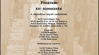 XIV.Sorskerék 2018. április 8. Takács Tibor előadása.